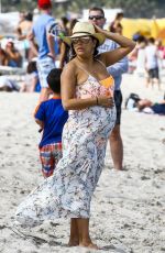 Pregnant EVA LONGORIA at a Beach in Miami 03/26/2018