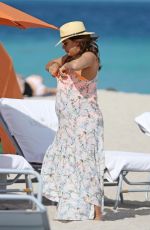 Pregnant EVA LONGORIA at a Beach in Miami 03/26/2018