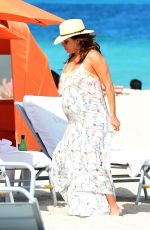 Pregnant EVA LONGORIA at a Beach in Miami 03/26/2018