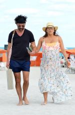 Pregnant EVA LONGORIA at a Beach in Miami 03/26/2018
