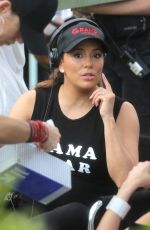 Pregnant EVA LONGORIA on the Set of Grand Hotel in Miami 03/19/2018
