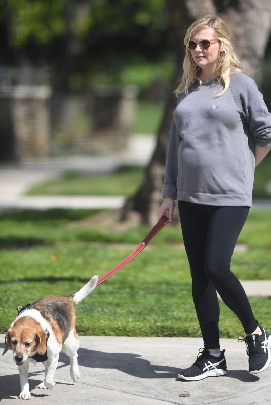 Pregnant KIRSTEN DUNST Out with Her Dog in Los Angeles 03/24/2018