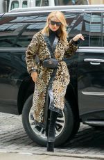 ROSIE HUNTINGTON-WHITELEY in a Leopard Print Coat Out in New York 03/29/2018
