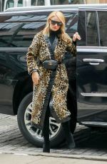 ROSIE HUNTINGTON-WHITELEY in a Leopard Print Coat Out in New York 03/29/2018