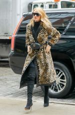 ROSIE HUNTINGTON-WHITELEY in a Leopard Print Coat Out in New York 03/29/2018