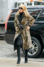 ROSIE HUNTINGTON-WHITELEY in a Leopard Print Coat Out in New York 03/29/2018