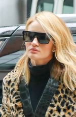 ROSIE HUNTINGTON-WHITELEY in a Leopard Print Coat Out in New York 03/29/2018