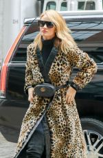 ROSIE HUNTINGTON-WHITELEY in a Leopard Print Coat Out in New York 03/29/2018