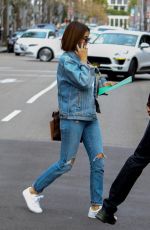 SELENA GOMEZ in Ripped Jeans Out in Beverly Hills 03/16/2018