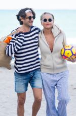 SHARON STONE and Angelo Boffa on the Beach in Miami 03/09/2018