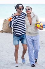 SHARON STONE and Angelo Boffa on the Beach in Miami 03/09/2018