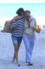 SHARON STONE and Angelo Boffa on the Beach in Miami 03/09/2018