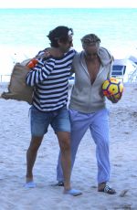 SHARON STONE and Angelo Boffa on the Beach in Miami 03/09/2018