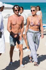 SHARON STONE in Bikini at a Beach in Miami 03/09/2018