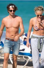 SHARON STONE in Bikini at a Beach in Miami 03/09/2018