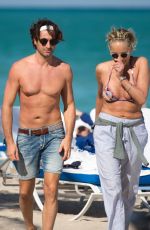 SHARON STONE in Bikini at a Beach in Miami 03/09/2018