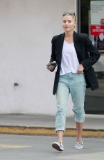 SOPHIA THOMALLA at a Gas Station with Her Aston Martin in Los Angeles 03/20/2018