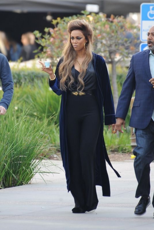 TYRA BANKS Arrives on the Set of America’s Got Talent in Pasadena 03/18/2018