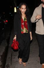 ZOE KRAVITZ at Delilah Restaurant in West Hollywood 03/31/208