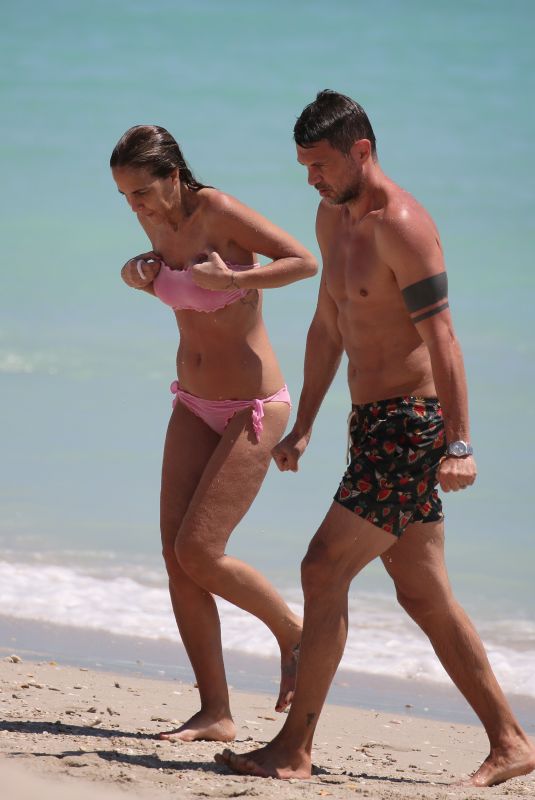 ADRIANA FOSSA and Paolo Maldini at a Beach in Miami 04/16/2018