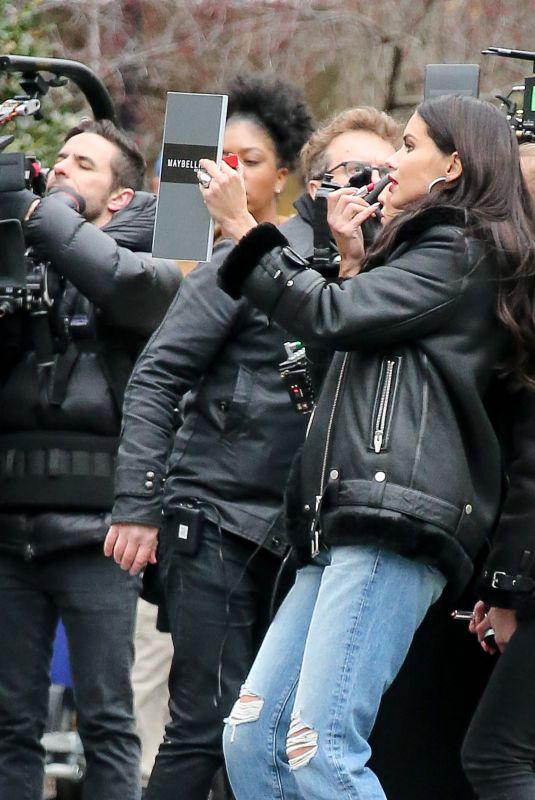 ADRIANA LIMA on the Set of a Maybelline Commercial in New York 04/17/2018