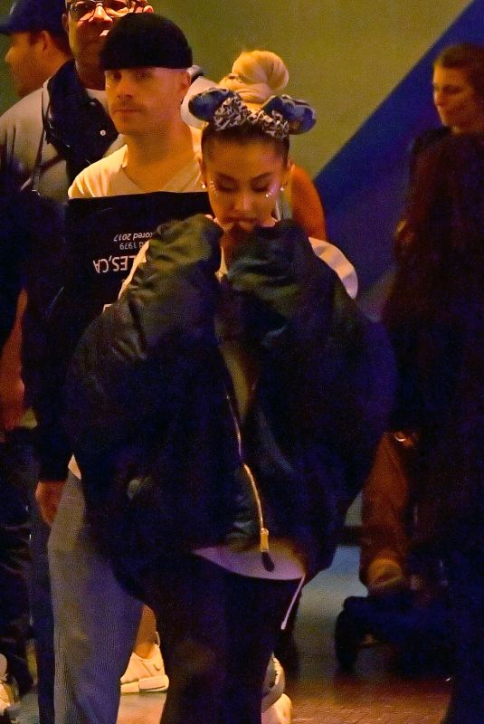 ARIANA GRANDE Out with Friends at Disneyland in Anaheim 04/08/2018
