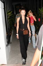 BELLA HADID, HAILEY BALDWIN and JUSTINE SKYE Leaves Planta Restaurant in Miami 04/28/2018