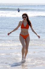 BLANCA BLANCO in a Orange Bikini at a Beach in Malibu 04/03/2018