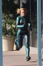 BRIE LARSON on the Set of Captain Marvel in Los Angeles 04/26/2018