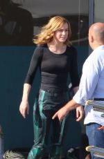 BRIE LARSON on the Set of Captain Marvel in Los Angeles 04/26/2018