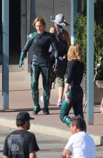 BRIE LARSON on the Set of Captain Marvel in Los Angeles 04/26/2018