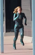 BRIE LARSON on the Set of Captain Marvel in Los Angeles 04/26/2018