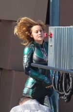 BRIE LARSON on the Set of Captain Marvel in Los Angeles 04/26/2018