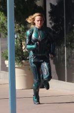 BRIE LARSON on the Set of Captain Marvel in Los Angeles 04/26/2018