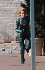 BRIE LARSON on the Set of Captain Marvel in Los Angeles 04/26/2018