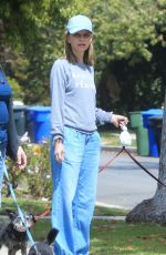 CALISTA FLOCKHART Out with Her Dogs in Brentwood 04/24/2018