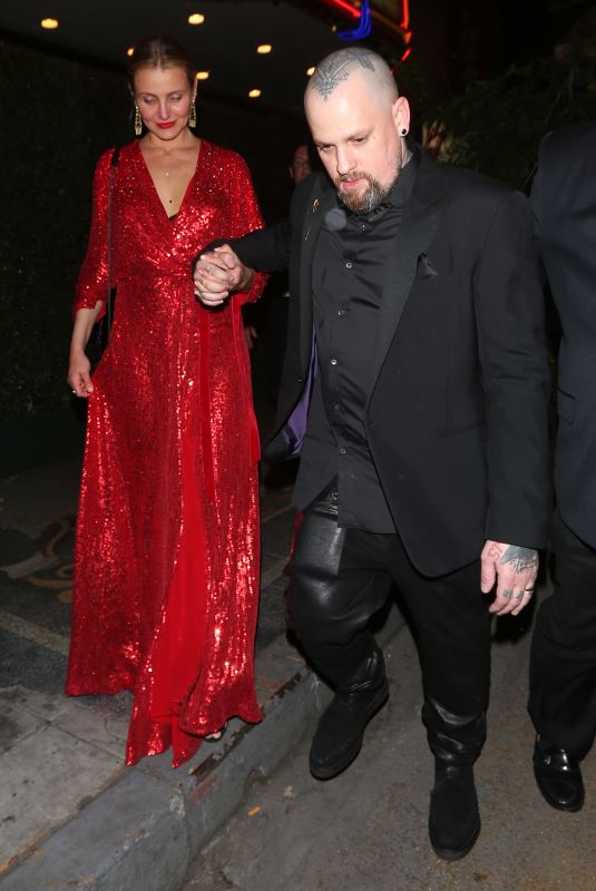 CAMERON DIAZ and Benji Madden at Gwyneth Paltrow and Brad Falchuk’s Engagement Party in Los Angeles 04/14/2018