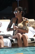 CAMI LI in Swimsuit at a Pool in Miami 04/01/2018
