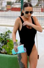 CHANTELLE CONNELLY in Black Swimsuit at a Pool in Gran Canaria 04/27/2018