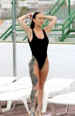 CHANTELLE CONNELLY in Black Swimsuit at a Pool in Gran Canaria 04/27/2018