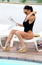 CHANTELLE CONNELLY in Black Swimsuit at a Pool in Gran Canaria 04/27/2018