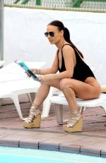 CHANTELLE CONNELLY in Black Swimsuit at a Pool in Gran Canaria 04/27/2018