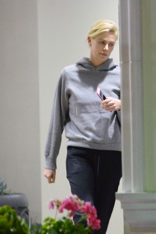 CHARLIZE THERON Out for Dinner in Los Angeles 04/25/2018
