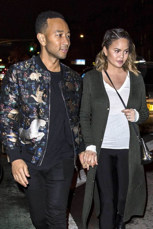 CHRISSY TEIGEN and John Legend Night Out in New York 03/30/2018