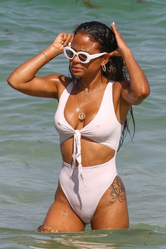 CHRISTINA MILIAN in Swimsuit at a Beach in Miami 04/29/2018