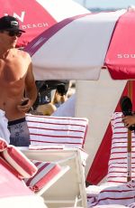 CINDY CRAWFORD Out at a Beach in Miami 03/31/2018