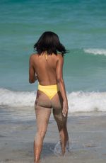 CLAUDIA JORDAN in Swimsuit at a Beach in Miami 04/13/2018