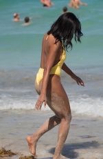 CLAUDIA JORDAN in Swimsuit at a Beach in Miami 04/13/2018