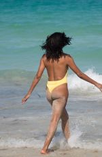 CLAUDIA JORDAN in Swimsuit at a Beach in Miami 04/13/2018