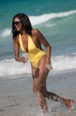 CLAUDIA JORDAN in Swimsuit at a Beach in Miami 04/13/2018